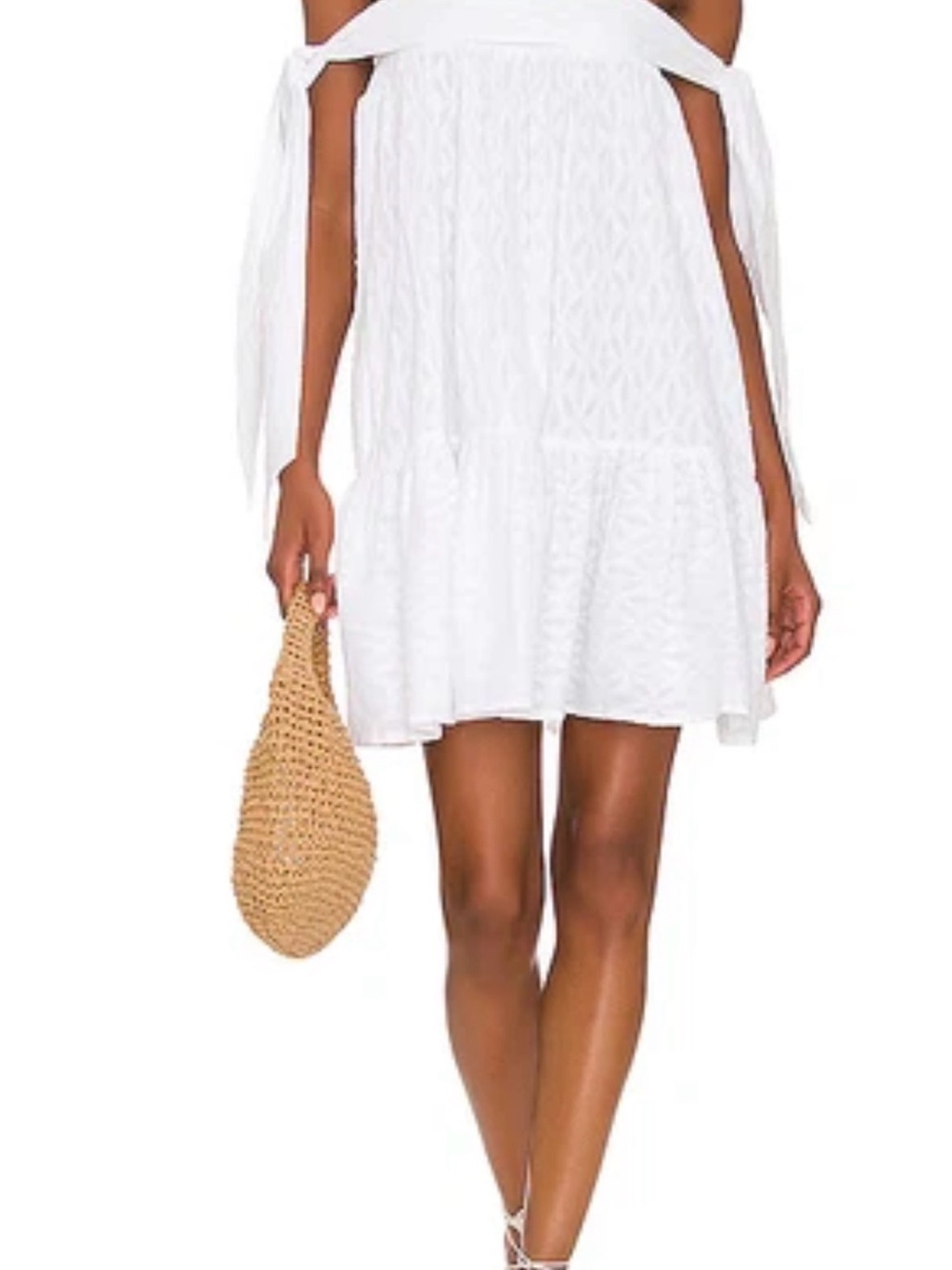 Cleobella Cara Mini Dress Small White Organic Cotton Boho Tie New - Picture 3 of 6